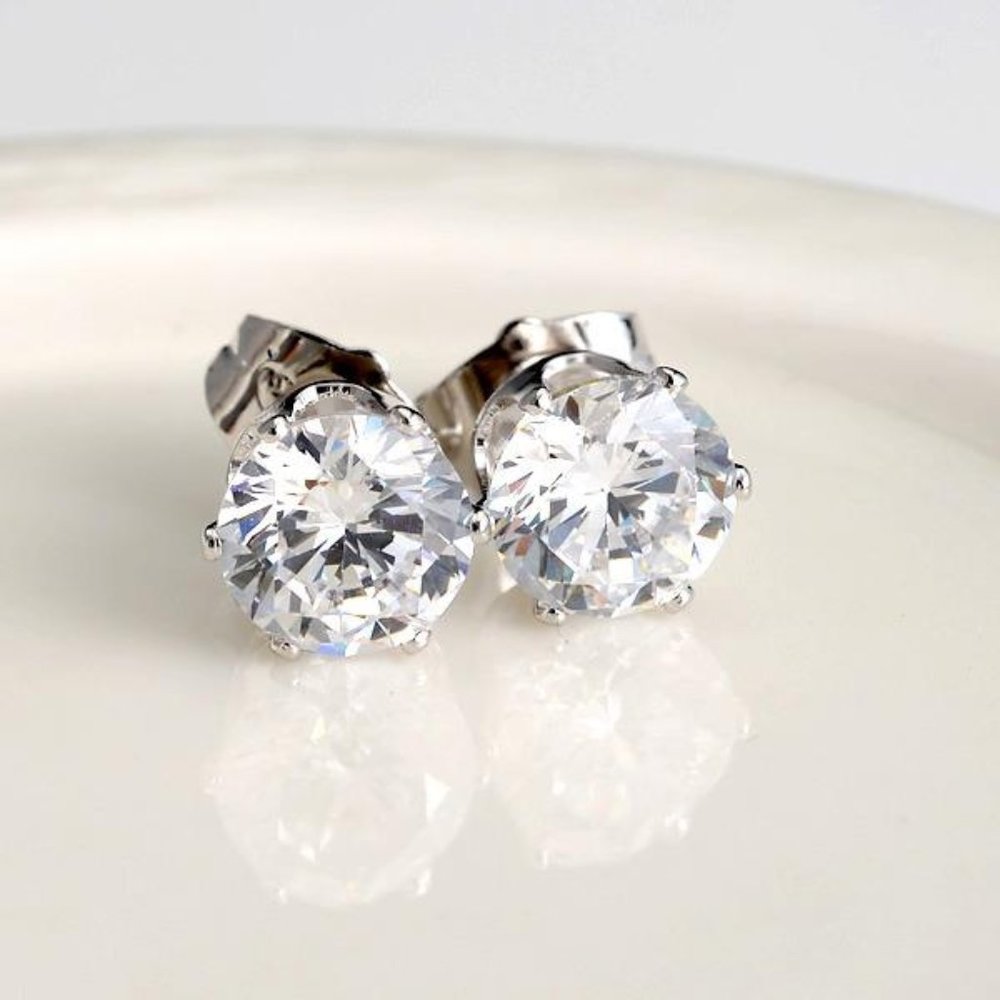 18K White Gold Filled Diamond Zircon Stud Earrings 2.04ctw ea Women's Party Gift